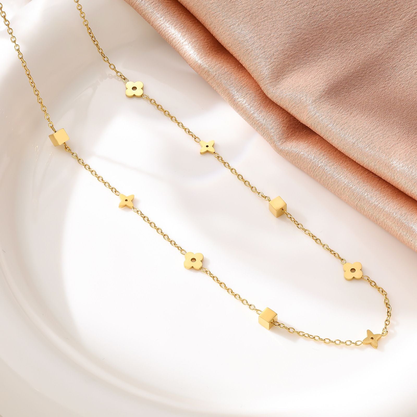 MYKI Geometric Floral Gold Necklace  (MK910G-SSYI)