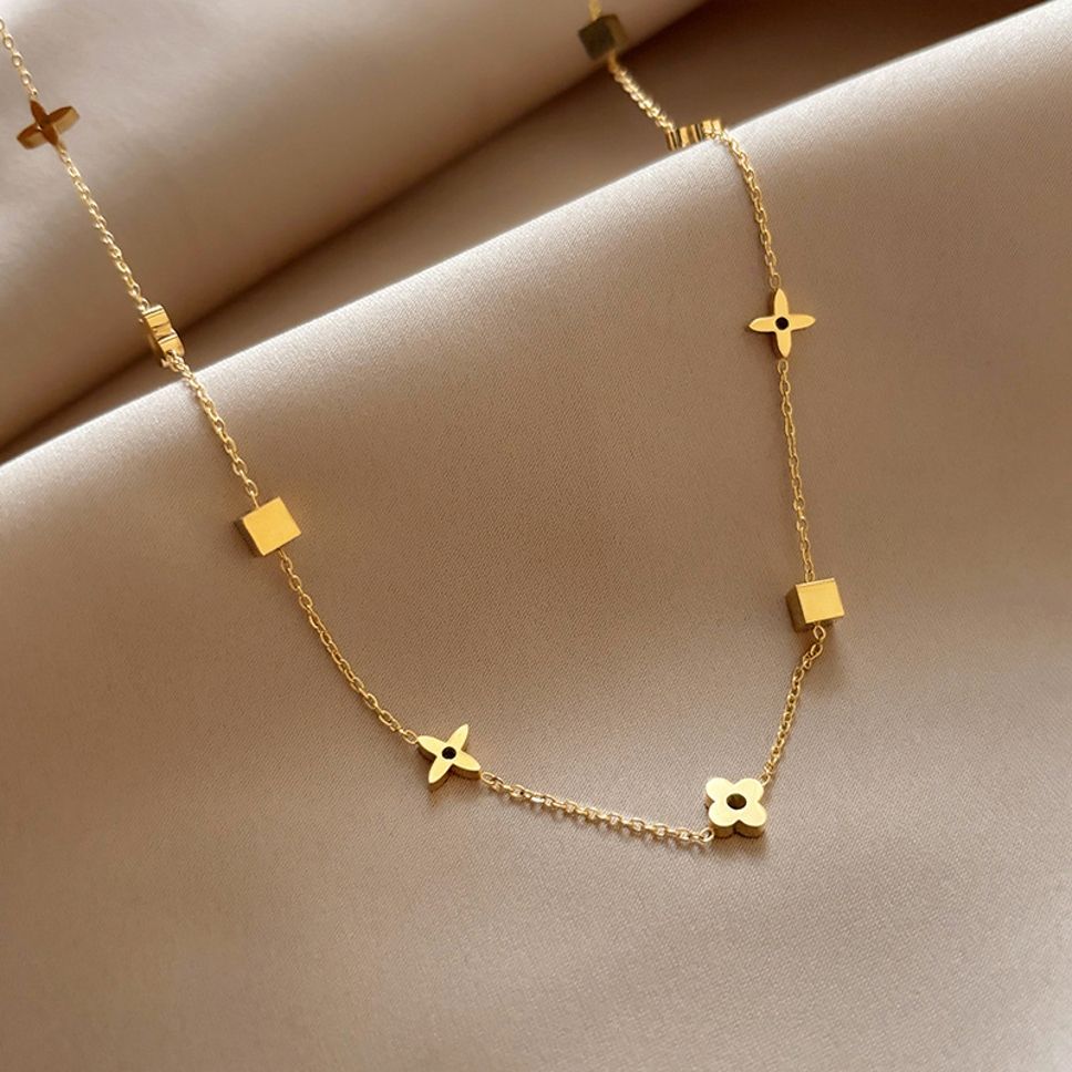 MYKI Geometric Floral Gold Necklace  (MK910G-SSYI)
