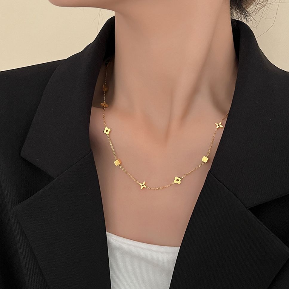 MYKI Geometric Floral Gold Necklace  (MK910G-SSYI)