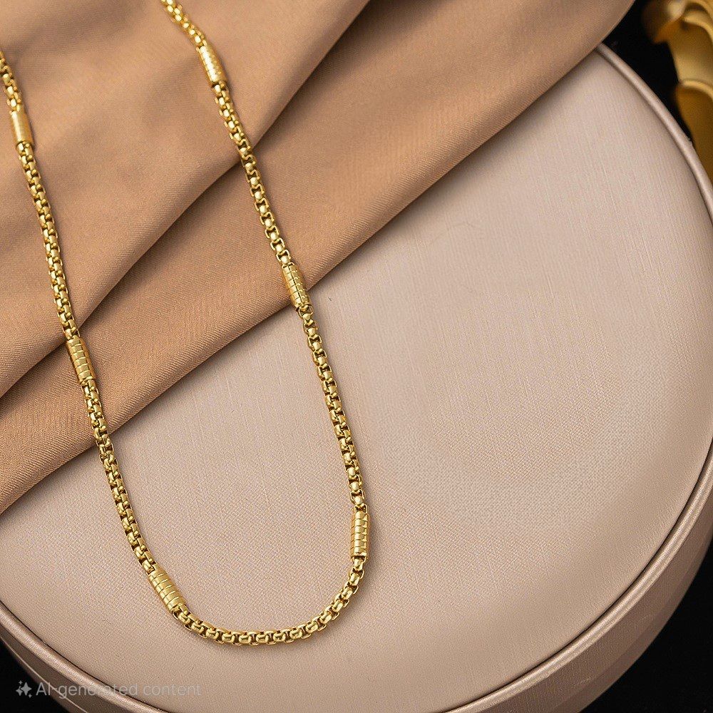 MYKI Textured Gold-Plated Box Chain Necklace (MK911G-SSYI)