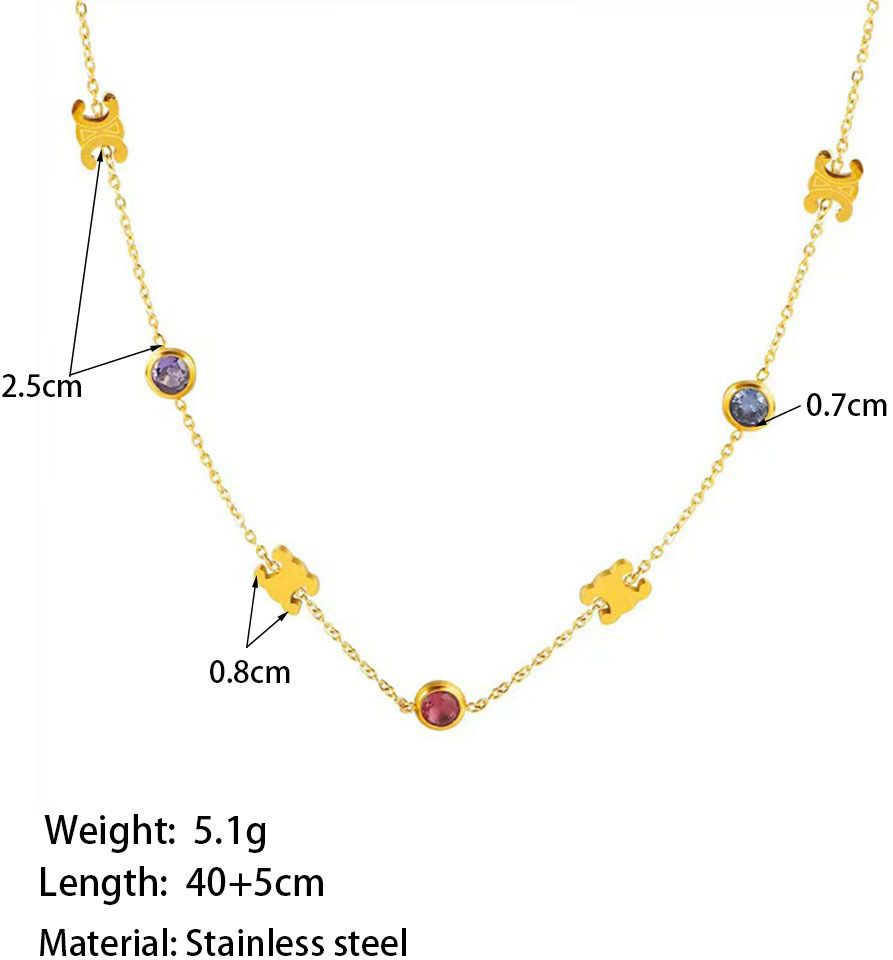 MYKI Color Stone Accent Gold Necklace (MK912G-SSYI)