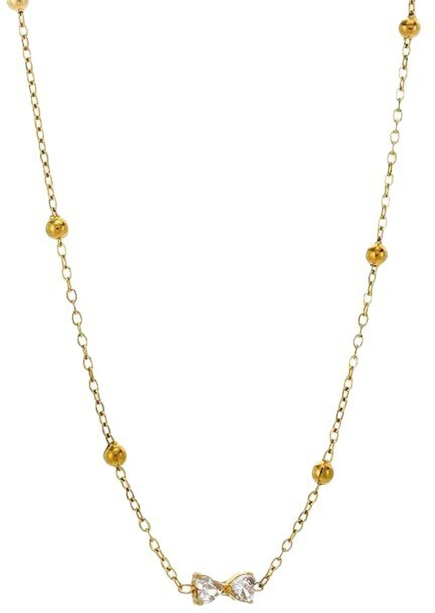 MYKI Delicate Bow Gold Necklace with Crystals (MK914G-SSYI)