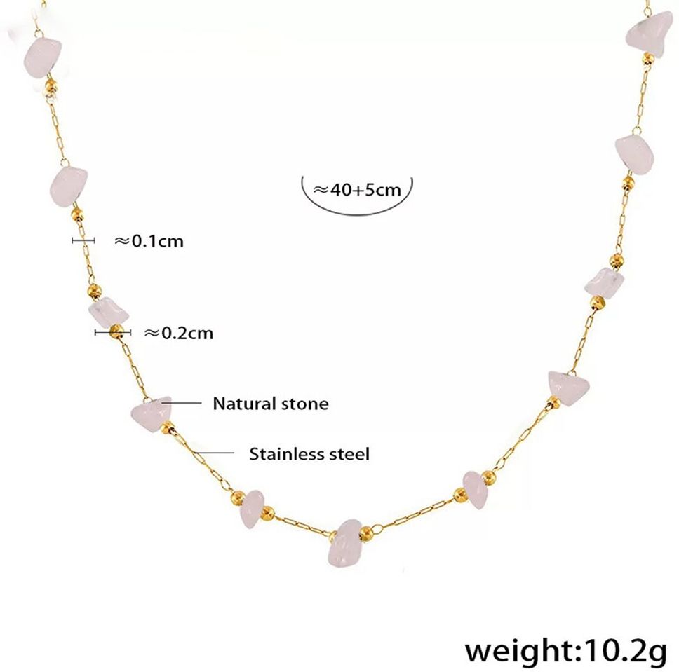MYKI Minimal White Bead Gold Necklace (MK915G-SSYI)