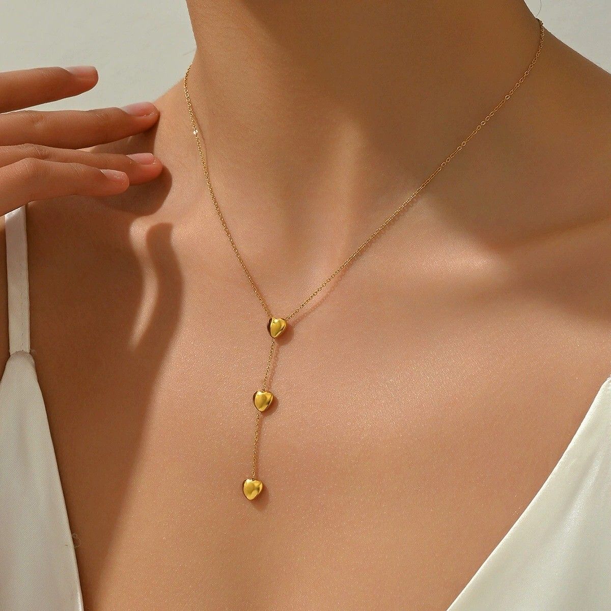 MYKI Triple Heart Gold Y Necklace (MK917G-SSYI)