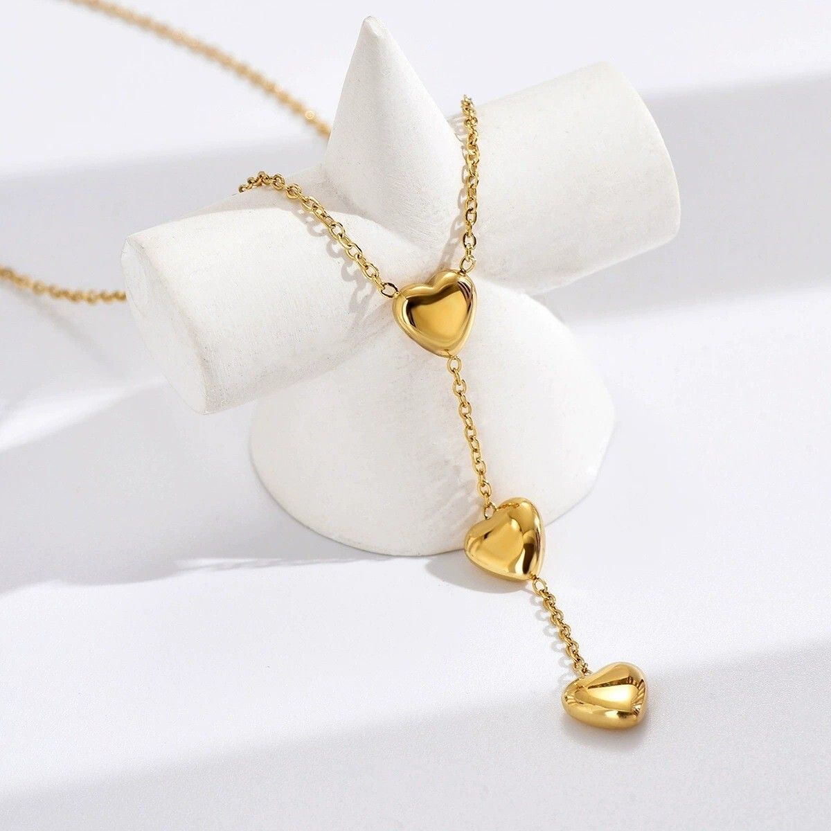 MYKI Triple Heart Gold Y Necklace (MK917G-SSYI)