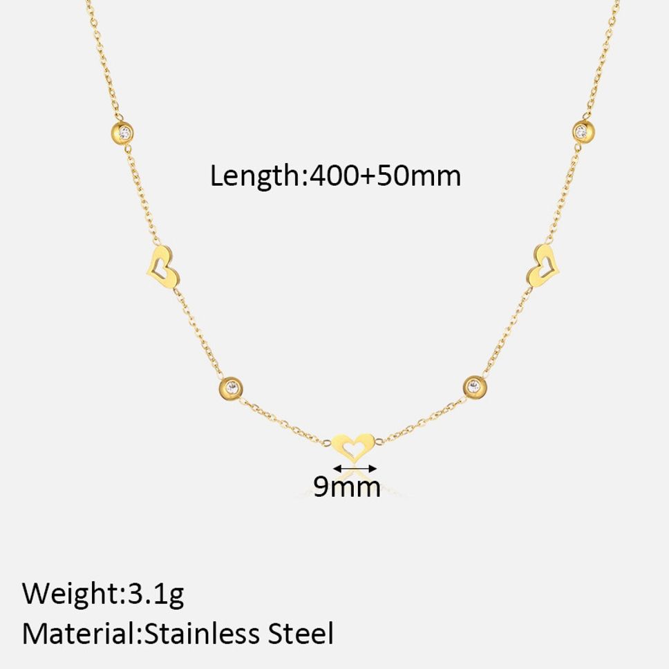 MYKI Anti-Tarnish Gold Heart Link Necklace with Crystals (MK920G-SSYI)