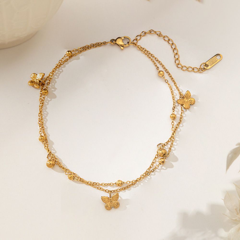 MYKI Anti-Tarnish Butterfly Layered Gold Necklace (MK925G-SSYI)