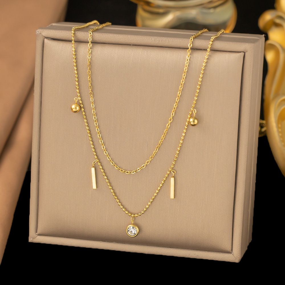MYKI Anti-Tarnish Dual Layer Gold Pendant Necklace (MK927G-SSYI)
