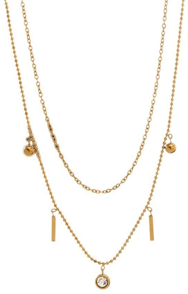 MYKI Anti-Tarnish Dual Layer Gold Pendant Necklace (MK927G-SSYI)