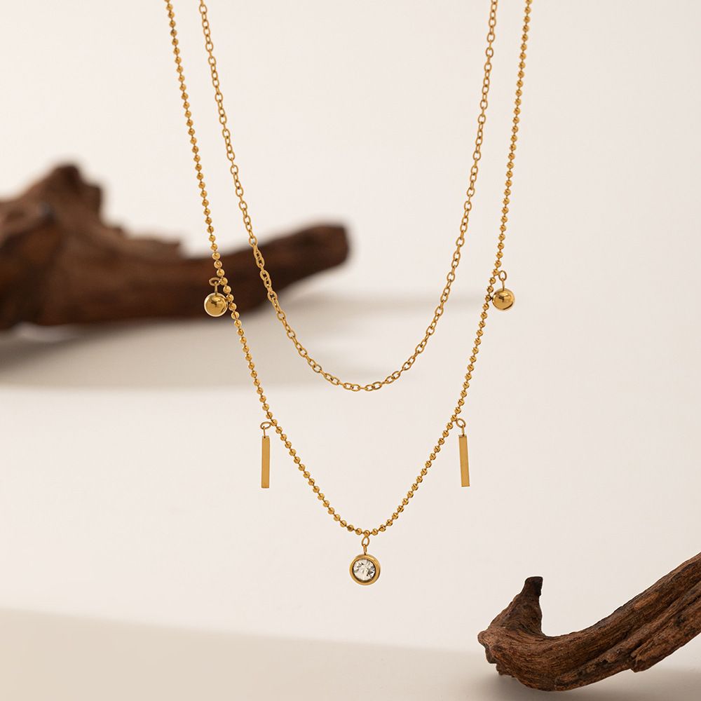 MYKI Anti-Tarnish Dual Layer Gold Pendant Necklace (MK927G-SSYI)