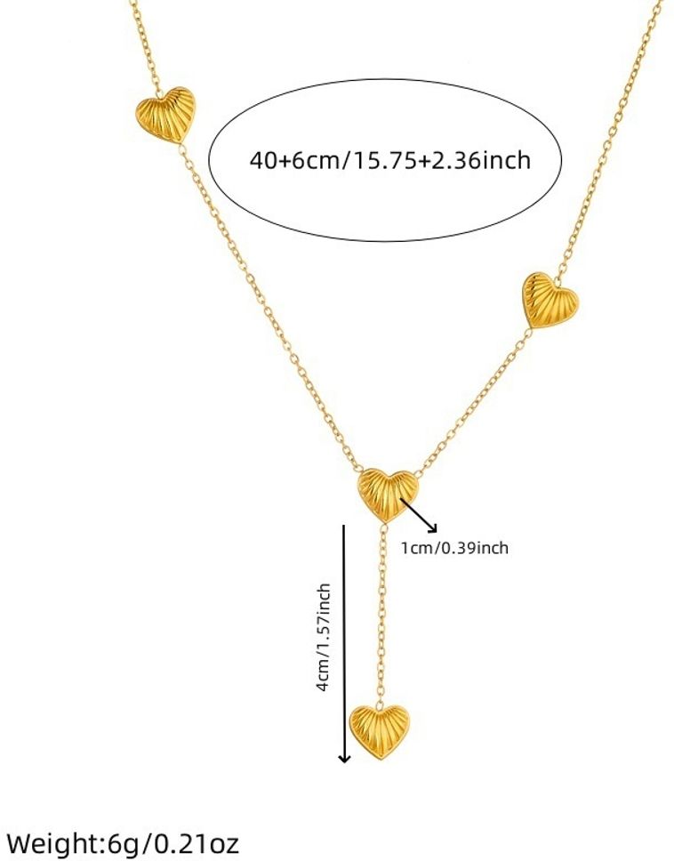 MYKI Anti-Tarnish Triple Heart Gold Y Necklace (MK928G-SSYI)