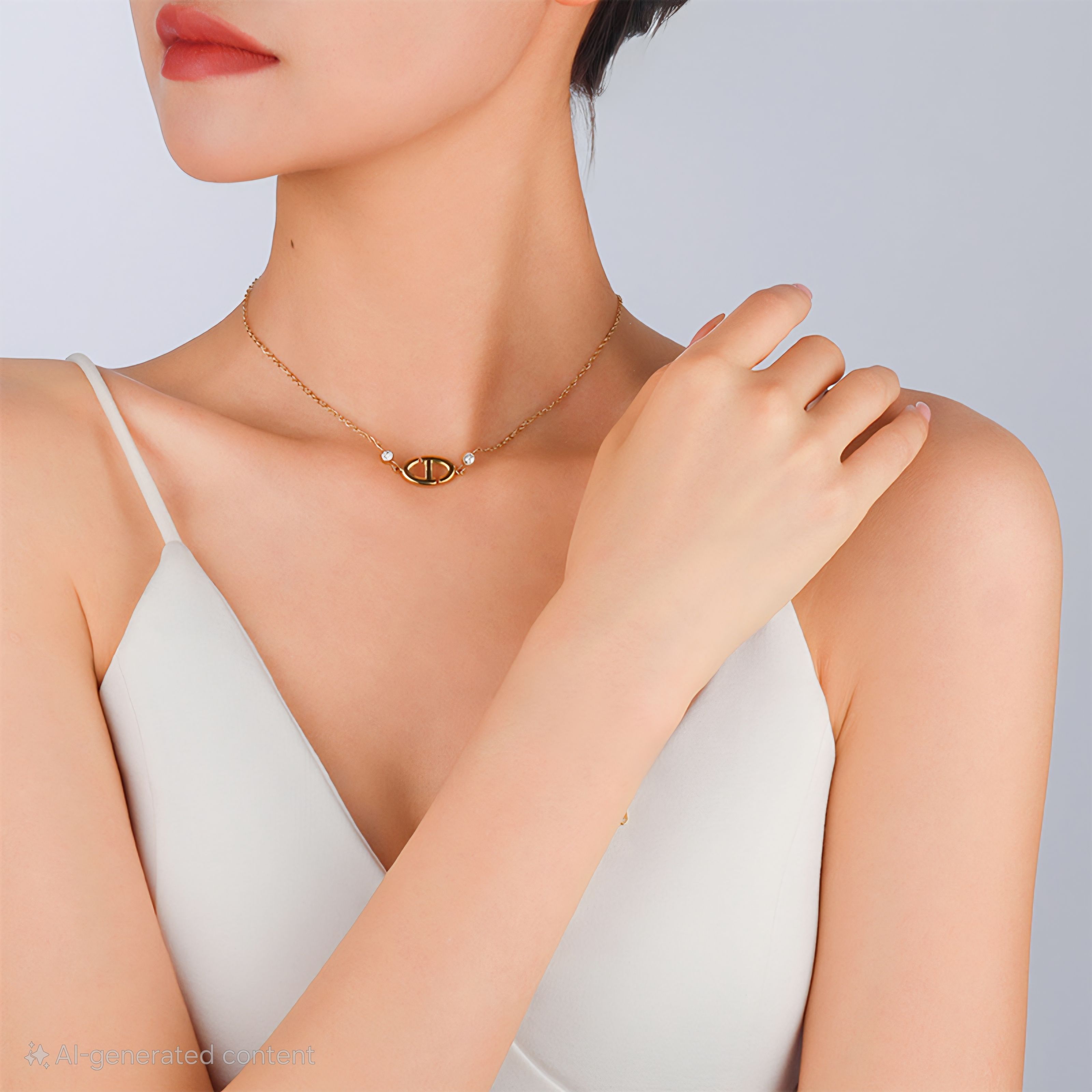 MYKI Anti-Tarnish Minimal Gold Monogram Necklace (MK931G-SSYI)
