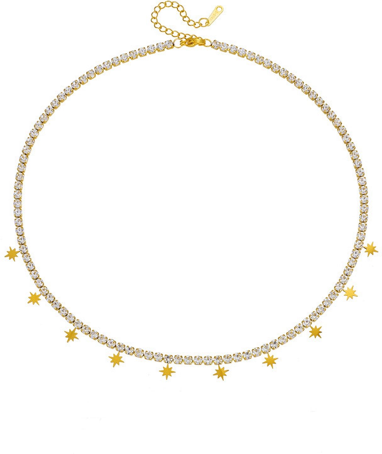 MYKI Anti-Tarnish Star Charm Diamond Gold Necklace (MK932G-SSYI)