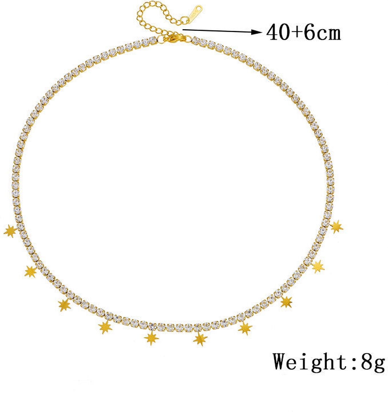 MYKI Anti-Tarnish Star Charm Diamond Gold Necklace (MK932G-SSYI)