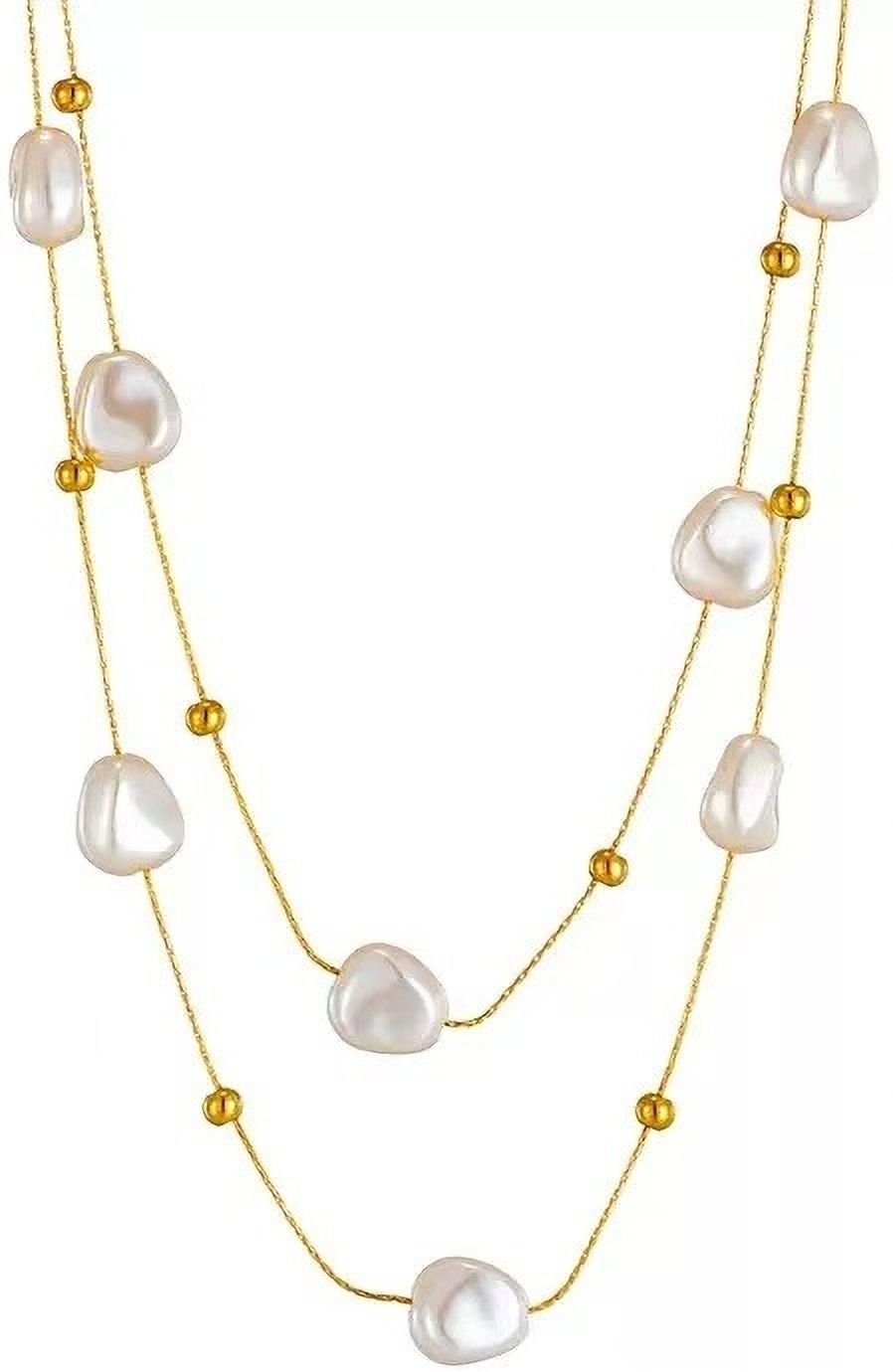 MYKI Anti-Tarnish Dual Layer Pearl Beaded Gold Necklace (MK933G-SSYI)