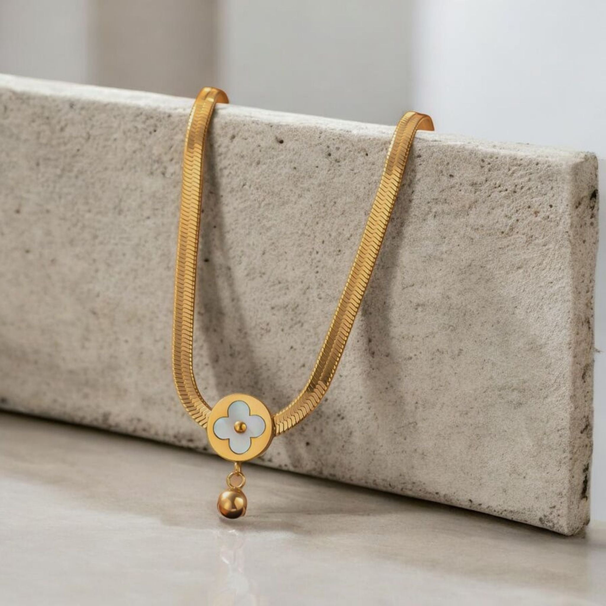 MYKI Anti-Tarnish Blue Clover Charm Necklace (MK937G-SSYI)