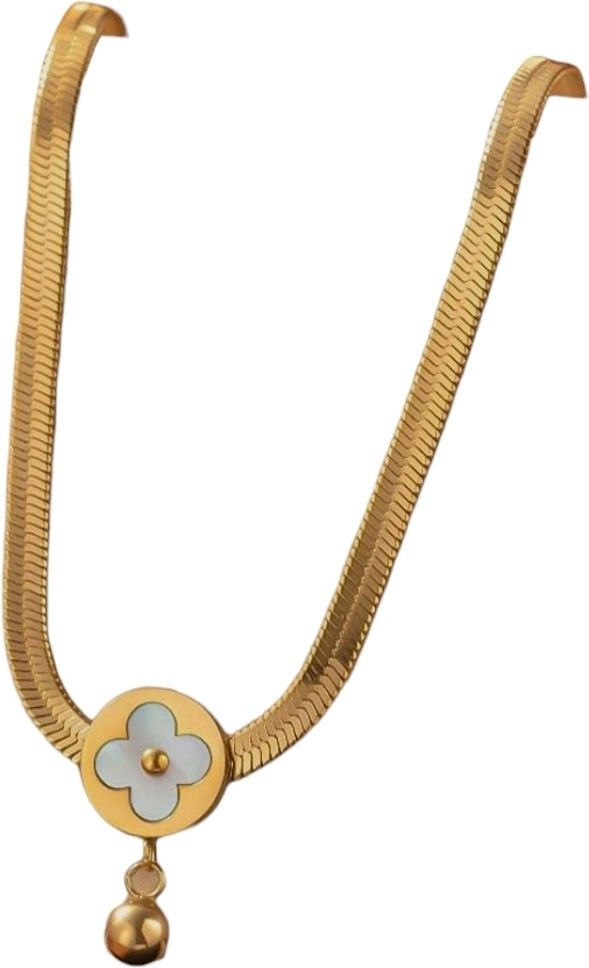 MYKI Anti-Tarnish Blue Clover Charm Necklace (MK937G-SSYI)