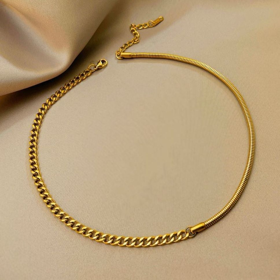 MYKI Anti-Tarnish Bold Curb Gold Chain Necklace (MK941G-SSYI)