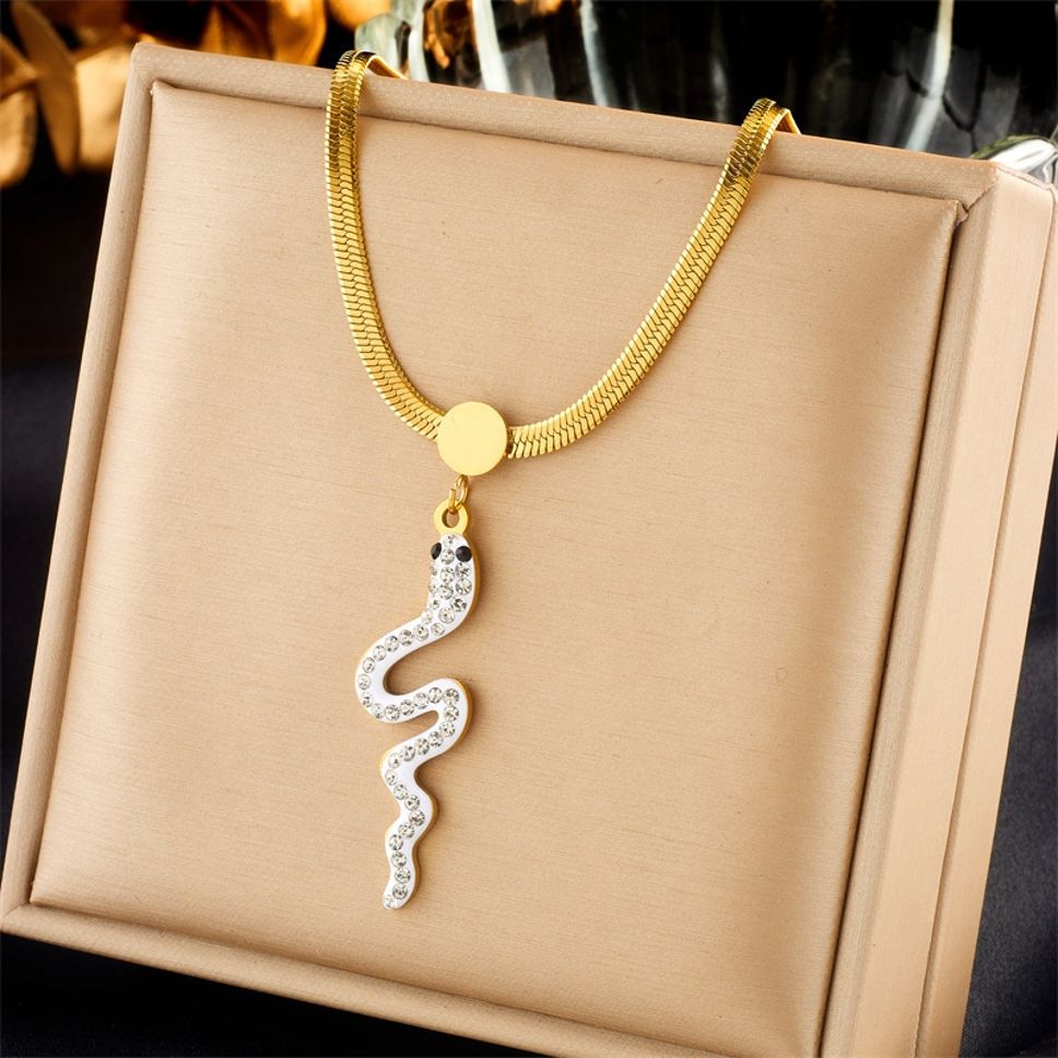 MYKI Anti-Tarnish Snake Pendant Gold Choker Necklace (MK943G-SSYI)