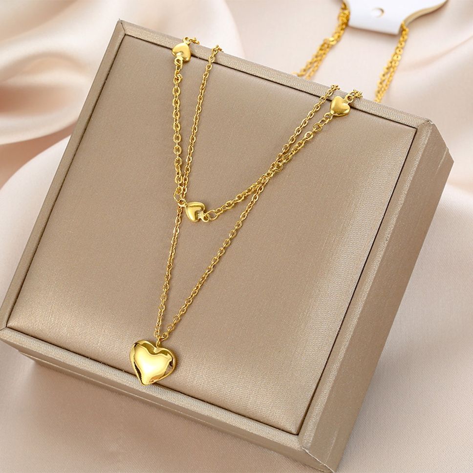 MYKI Heart Charm Minimal Premium Plated Necklace & Hoop Earrings Set (mkps59)