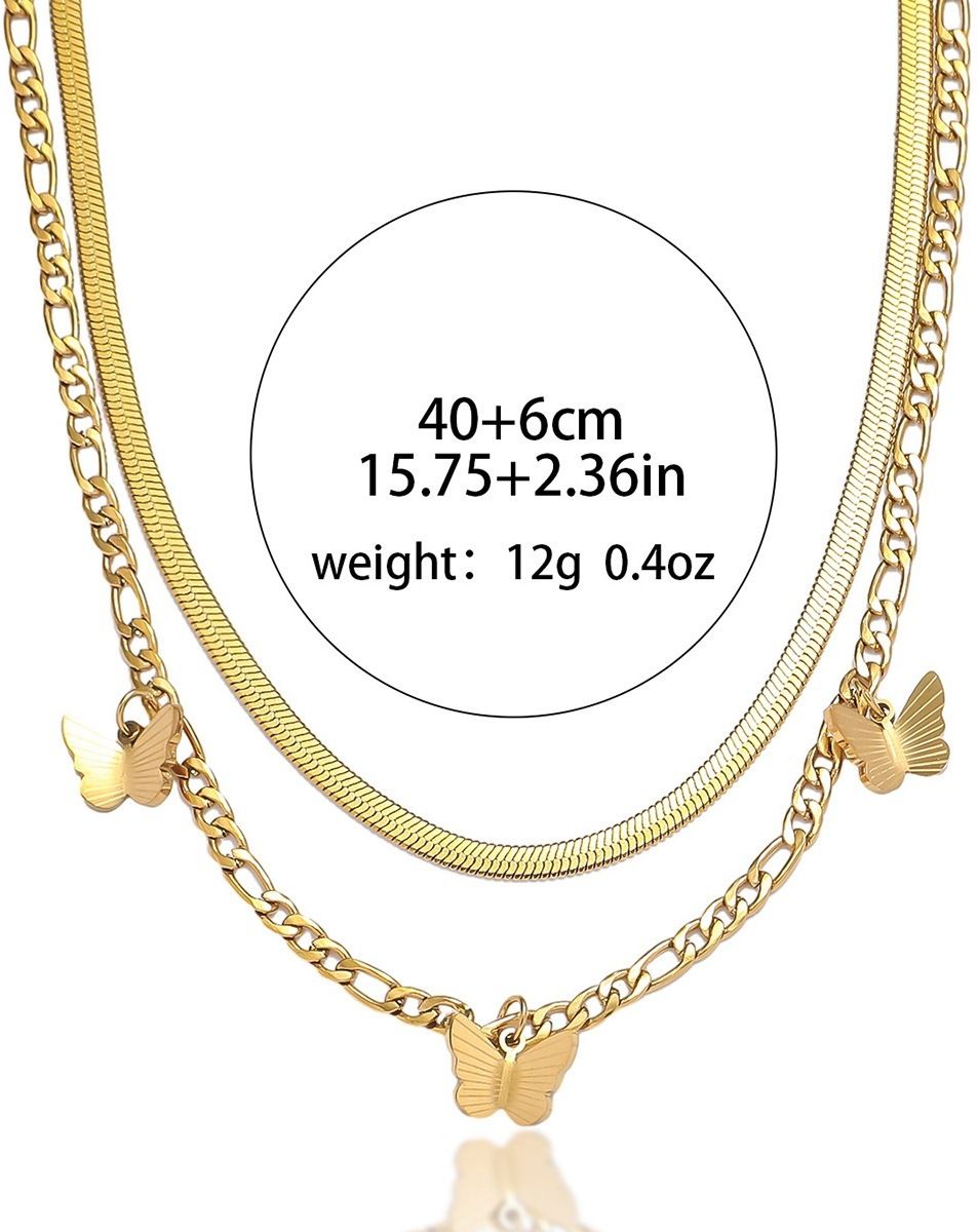 MYKI Anti-Tarnish Butterfly Layered Gold Necklace (MK960G-SSYI)