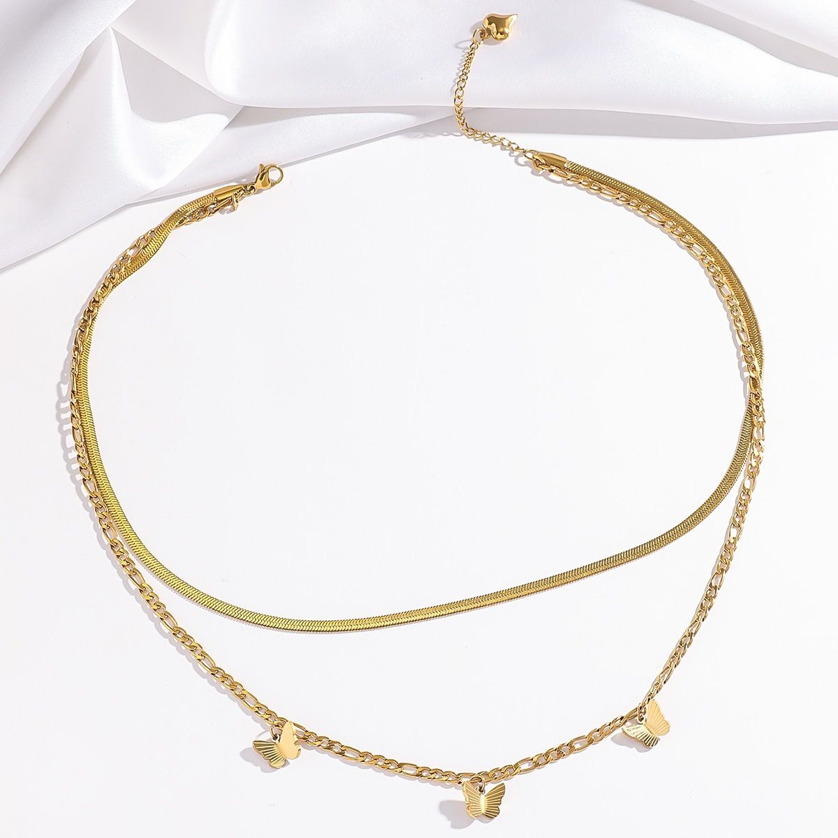 MYKI Anti-Tarnish Butterfly Layered Gold Necklace (MK960G-SSYI)