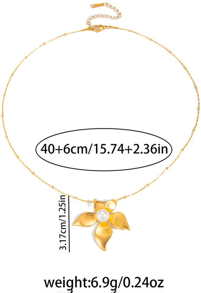 MYKI Anti-Tarnish Pearl Bloom Gold Necklace (MK965G-SSYI)