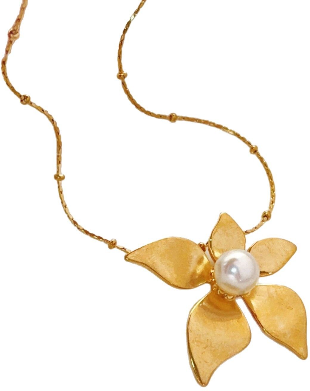 MYKI Anti-Tarnish Pearl Bloom Gold Necklace (MK965G-SSYI)