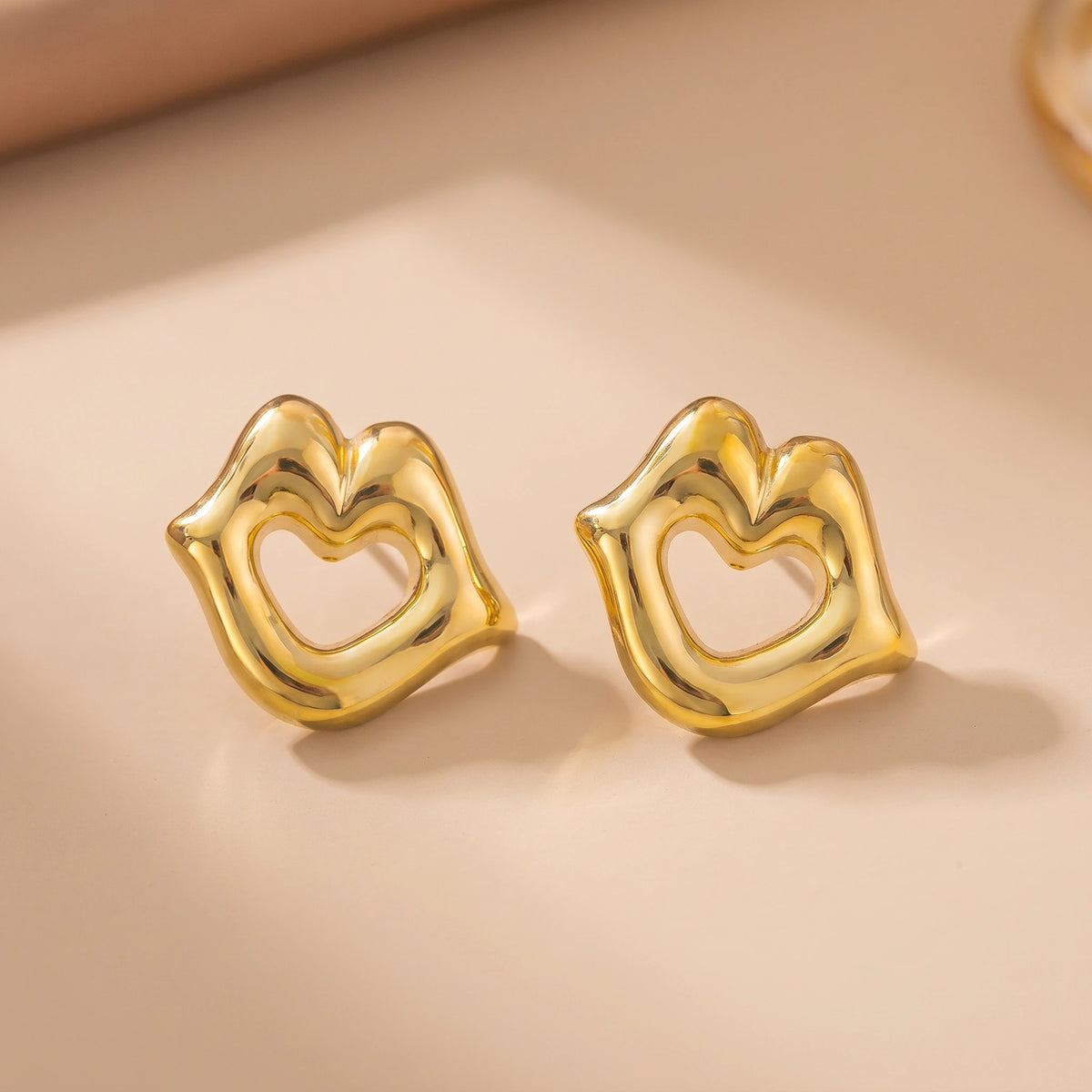 MYKI Gold Plated Anti Tarnish Open Heart Stud Earrings | MYKI (MKERCH1001G-SSYI)