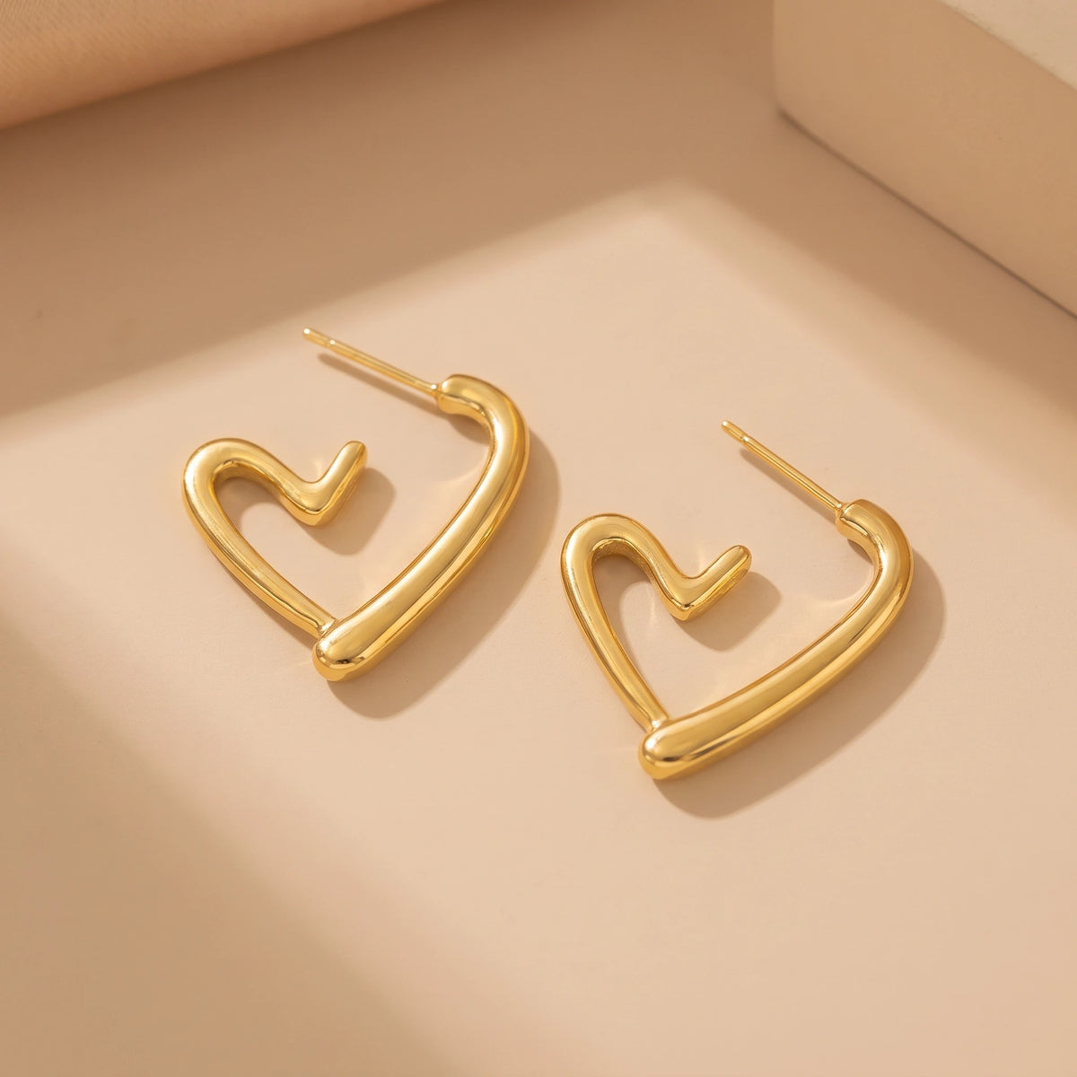 MYKI Anti Tarnish Abstract Heart Hoop Earrings | MYKI (MKERCH1004-SSYI)