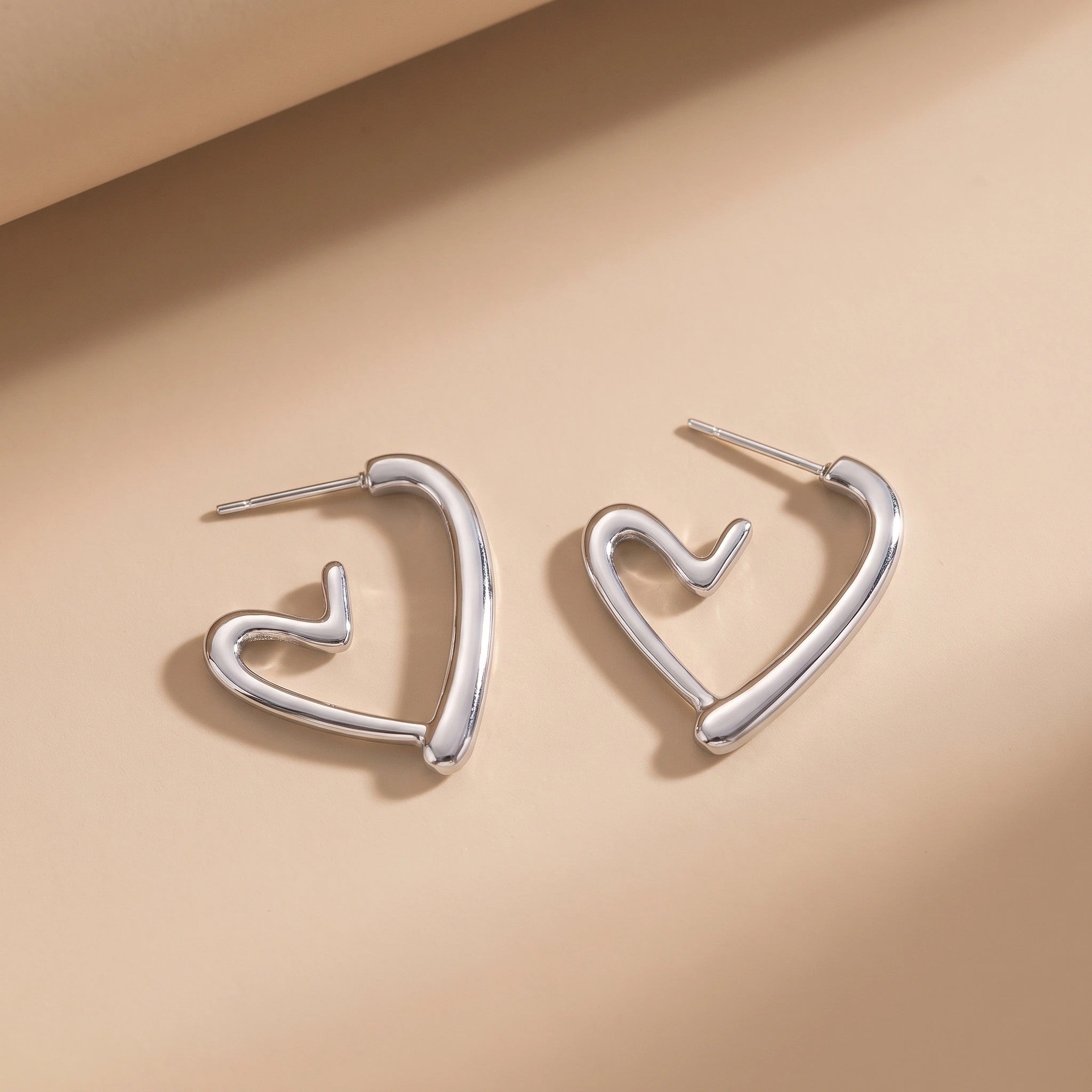 MYKI Anti Tarnish Abstract Heart Hoop Earrings | MYKI (MKERCH1004-SSYI)