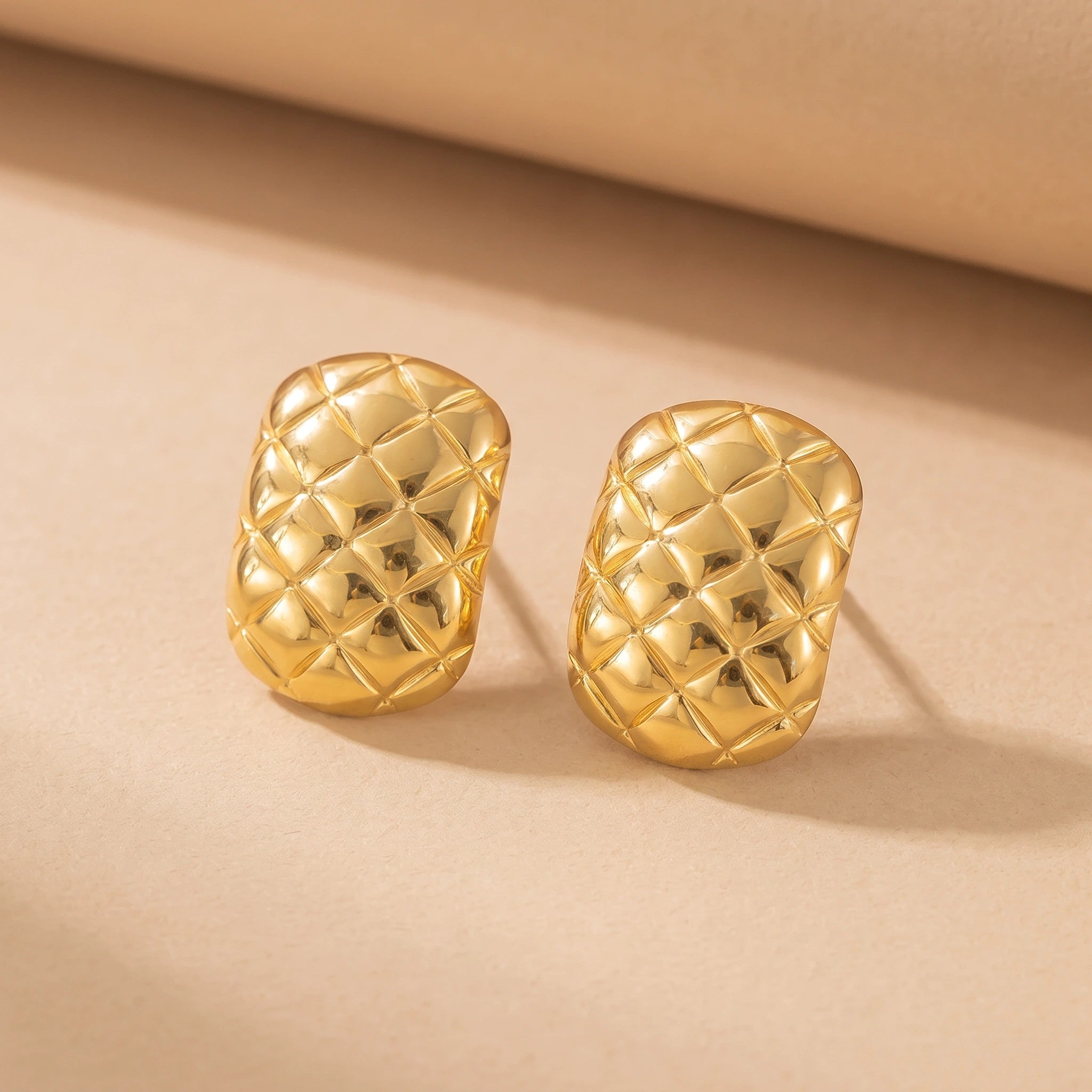 MYKI Gold Plated Quilted Dome Anti Tarnish Earrings | MYKI (MKERCH1005G-SSYI)