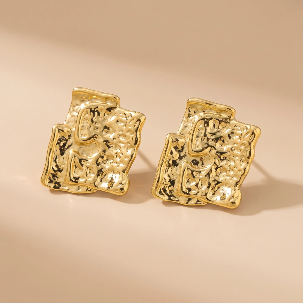 MYKI Gold Plated Sculpted Texture Anti Tarnish Earrings | MYKI (MKERCH1011G-SSYI)