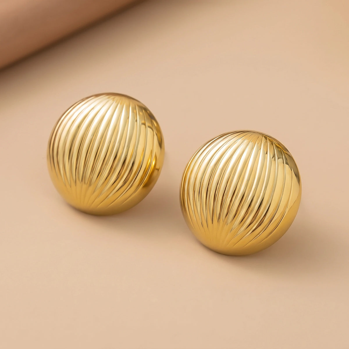 MYKI Gold Plated Round Dome Anti Tarnish Earrings | MYKI (MKERCH1012G-SSYI)