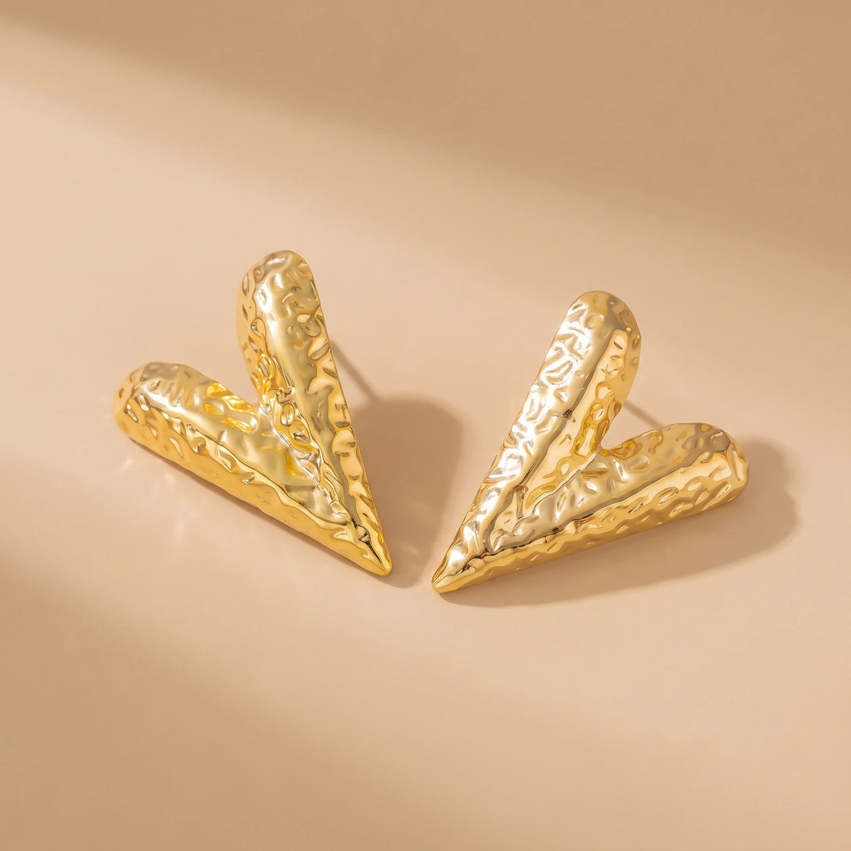 MYKI Gold Plated Textured Heart Anti Tarnish Earrings | MYKI (MKERCH1016G-SSYI)