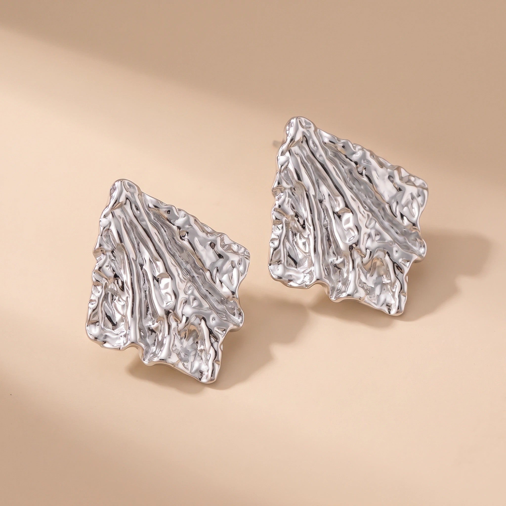 MYKI Crumpled Textured Anti Tarnish Earrings | MYKI (MKERCH1018-SSYI)