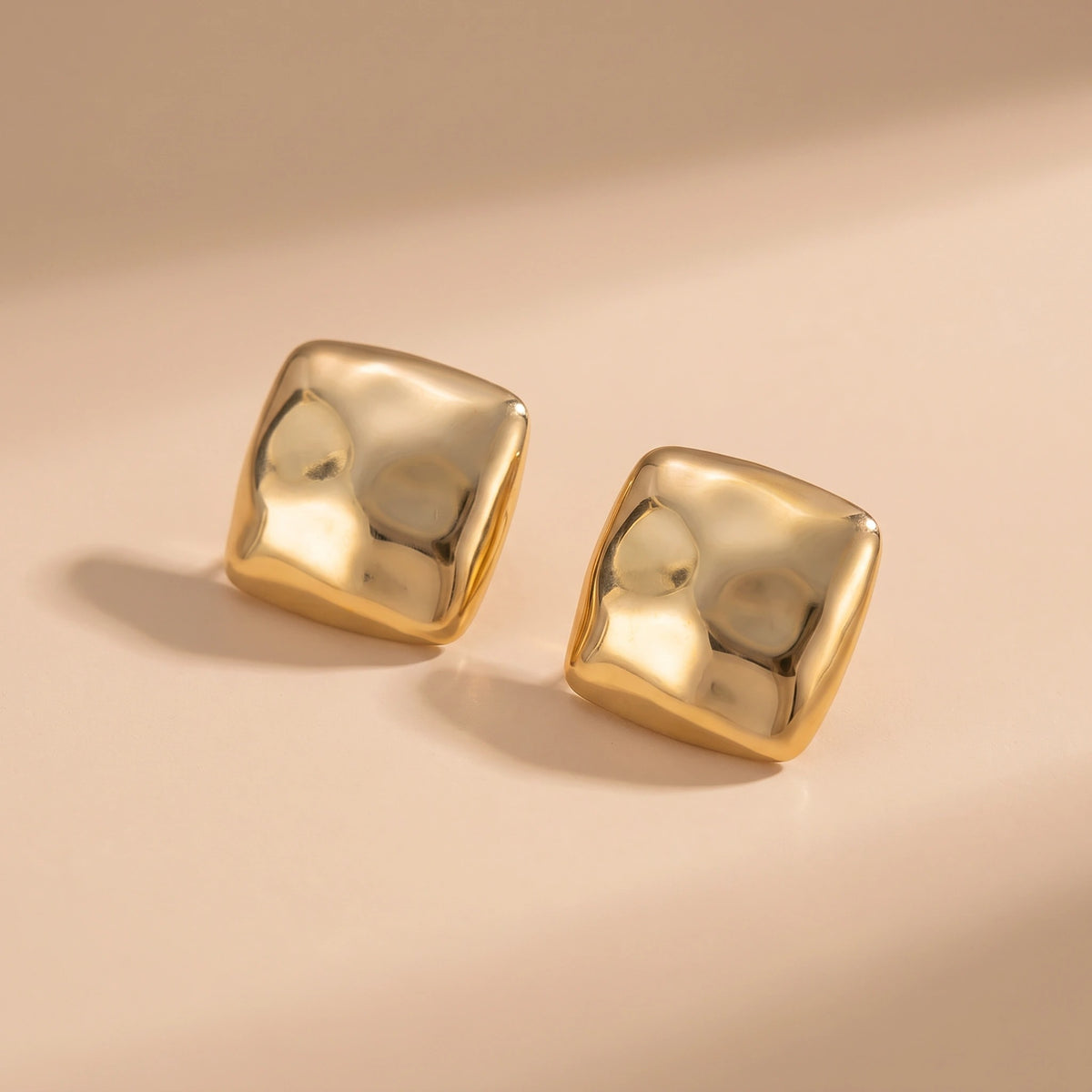 MYKI Puffed Square Anti Tarnish Earrings | MYKI (MKERCH1019S-SSYI)