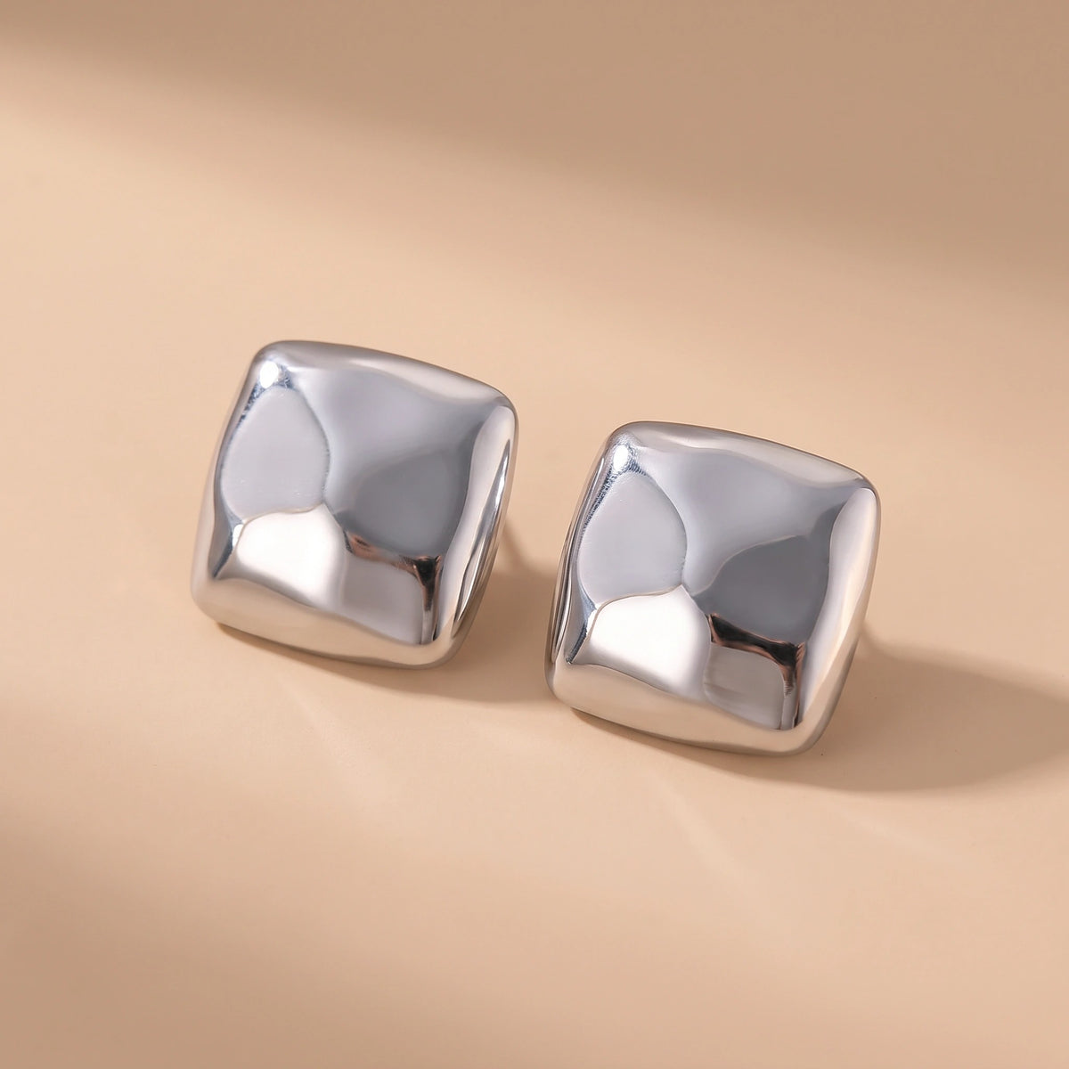 MYKI Puffed Square Anti Tarnish Earrings | MYKI (MKERCH1019S-SSYI)