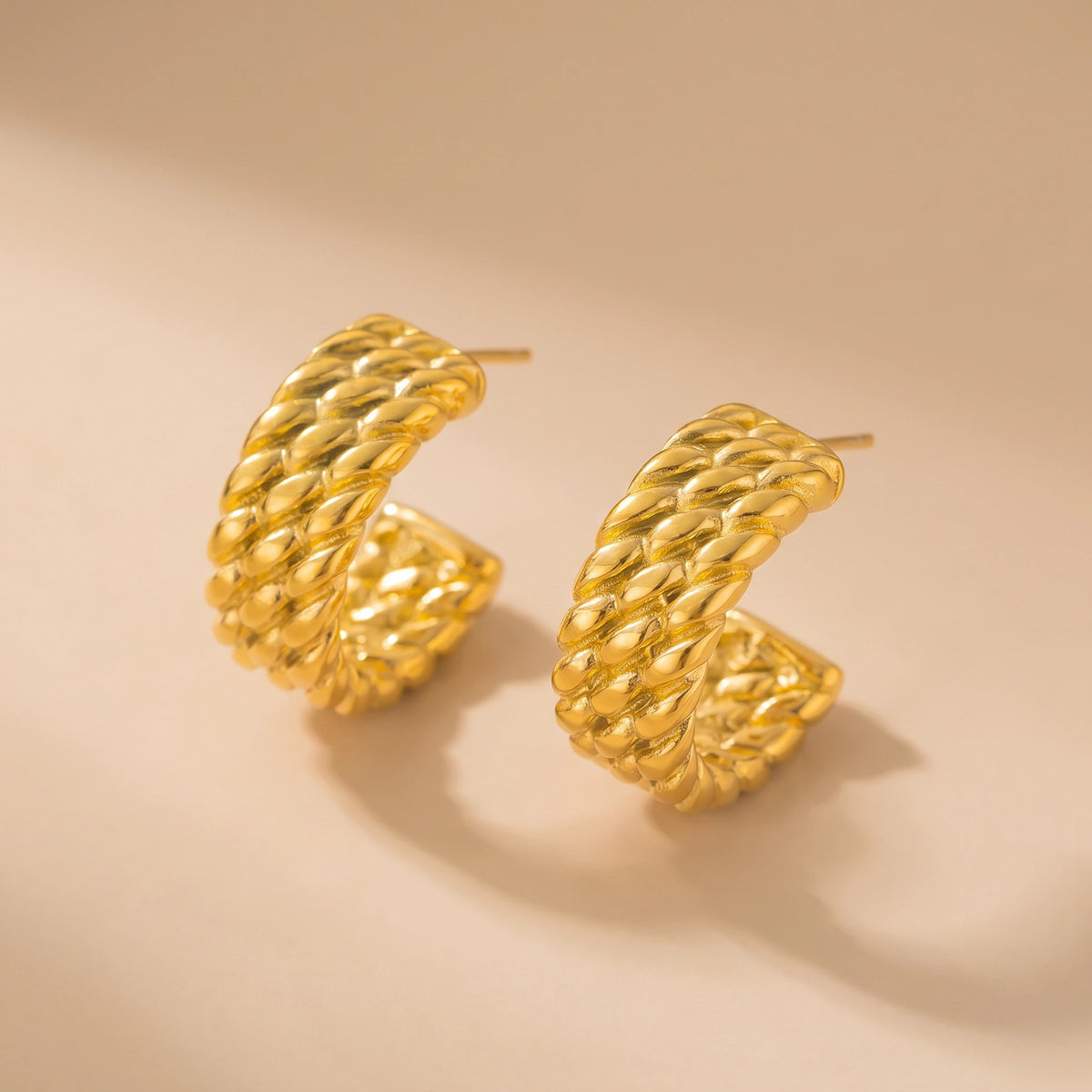 MYKI Gold Plated Rope Twist Hoop Earrings | MYKI (MKERCH1024G-SSYI)