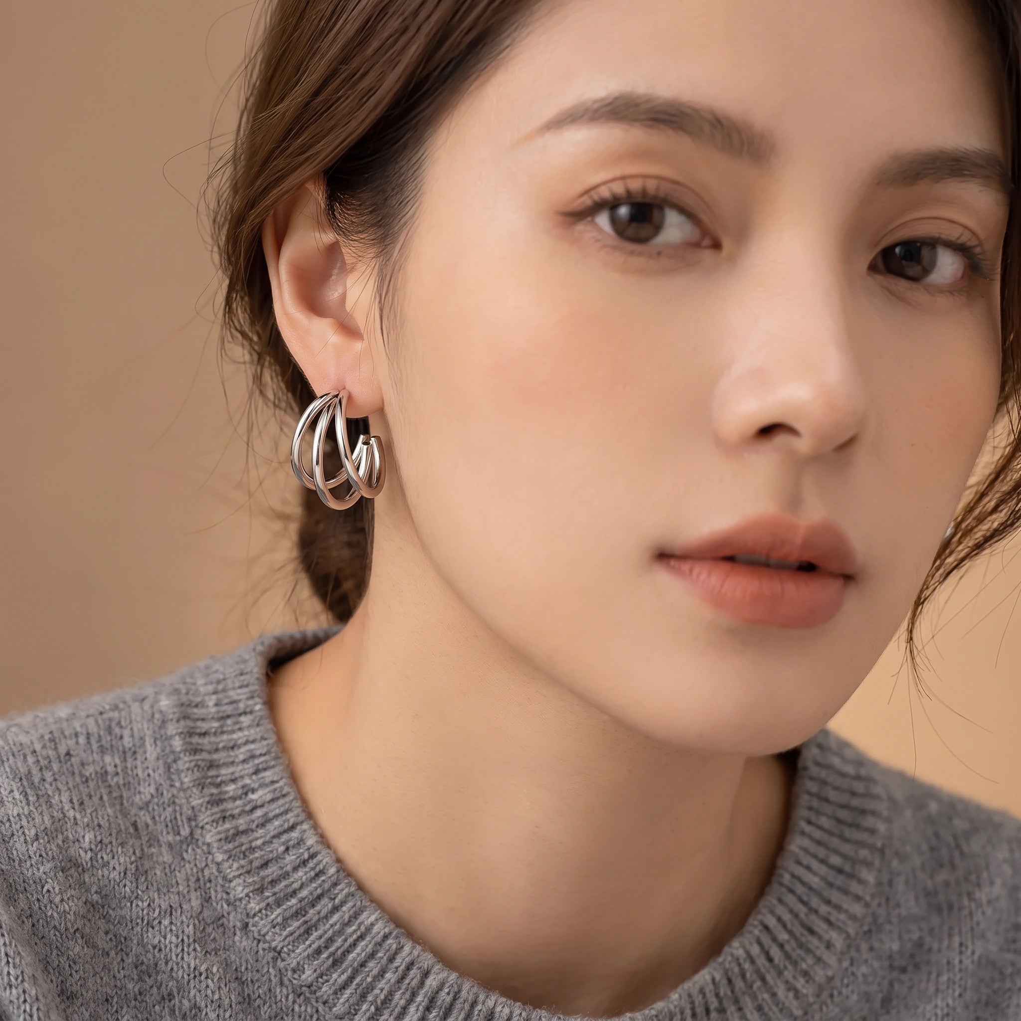 MYKI Multi Hoop Anti Tarnish Earrings | MYKI (MKERCH1028S-SSYI)