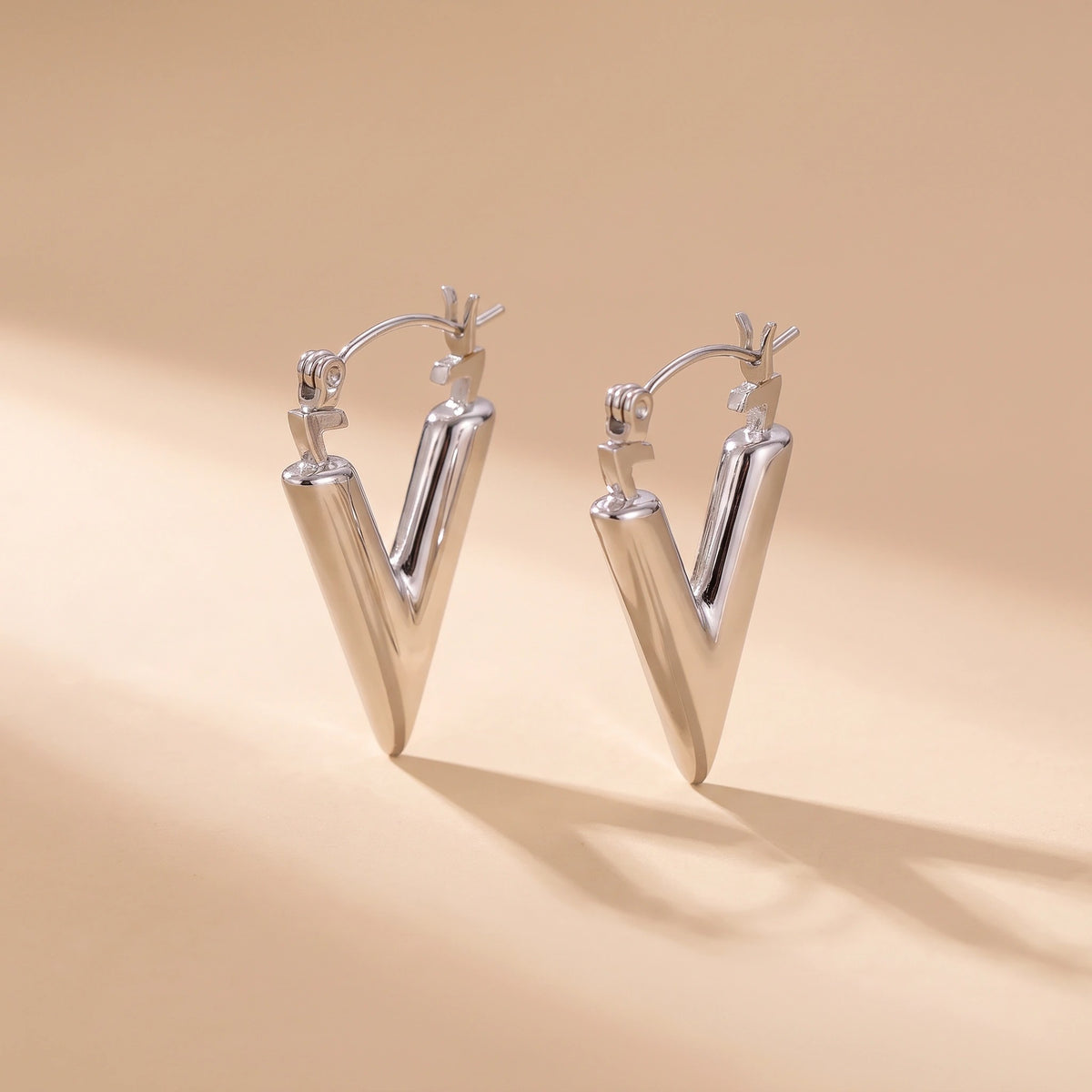 MYKI V Shape Anti Tarnish Hoop Earrings | MYKI (MKERCH1036-SSYI)