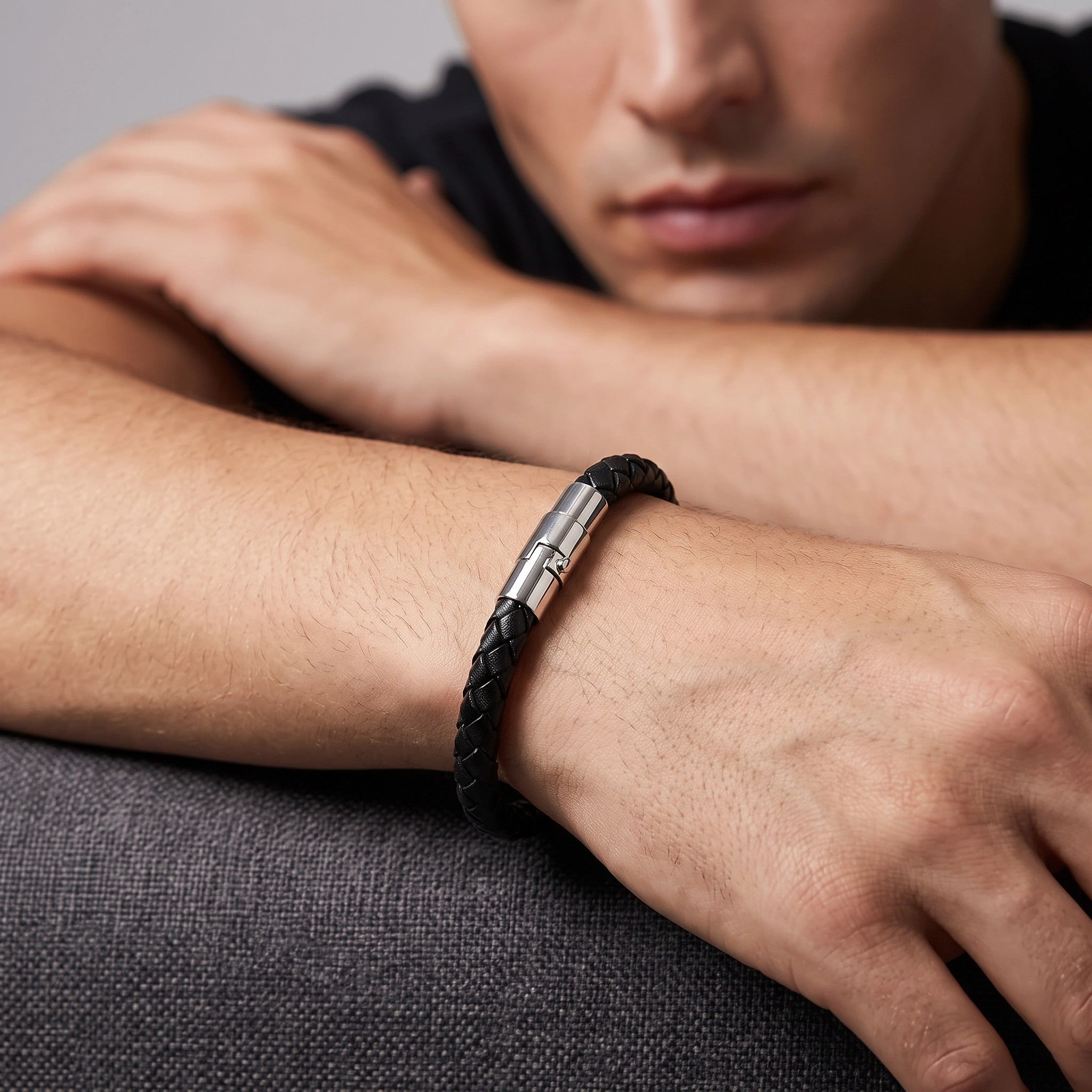 MYKI Limited Edition Leather rope Bracelet For Men & Boys (MKMBR103)