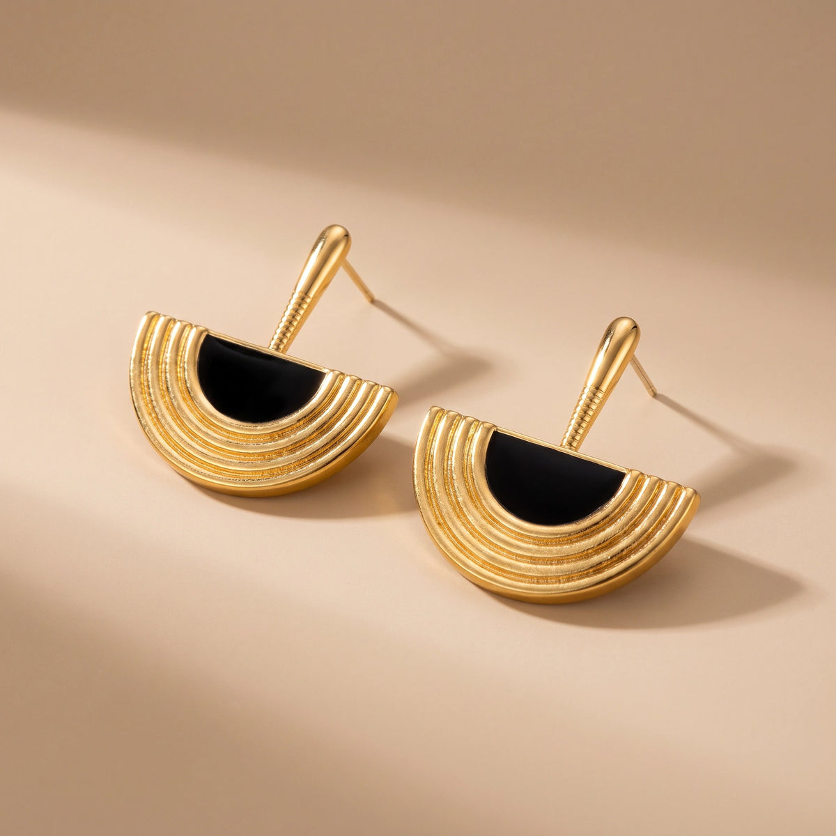 MYKI Gold Plated Half Fan Enamel Earrings | MYKI (MKERCH1041G-SSYI)