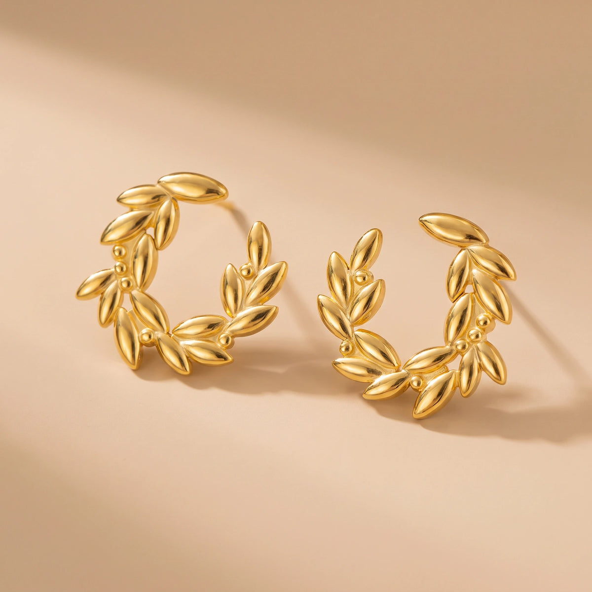 MYKI Leaf Wreath Stud Earrings | Anti Tarnish Finish (MKERCH1052-SSYI)