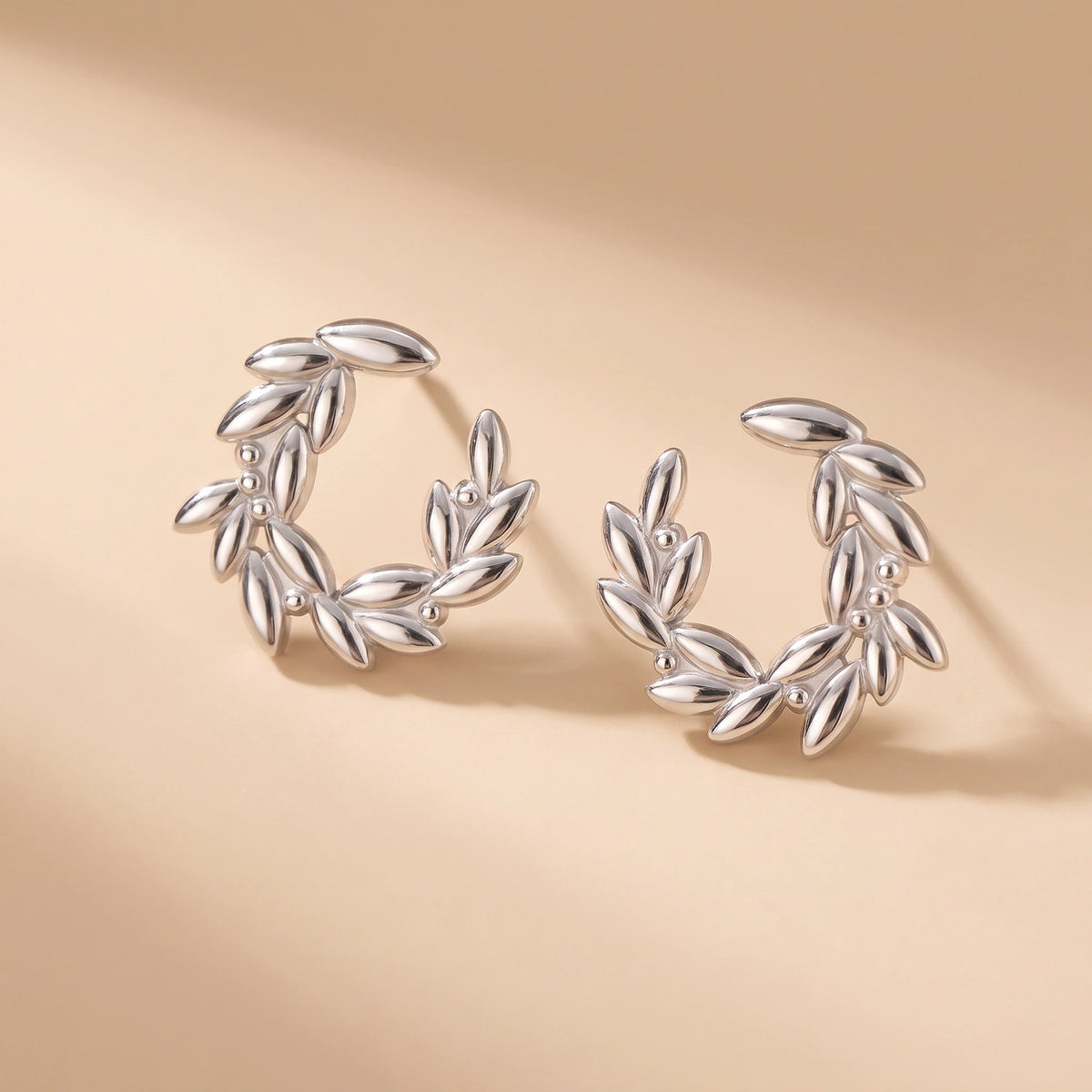 MYKI Leaf Wreath Stud Earrings | Anti Tarnish Finish (MKERCH1052-SSYI)