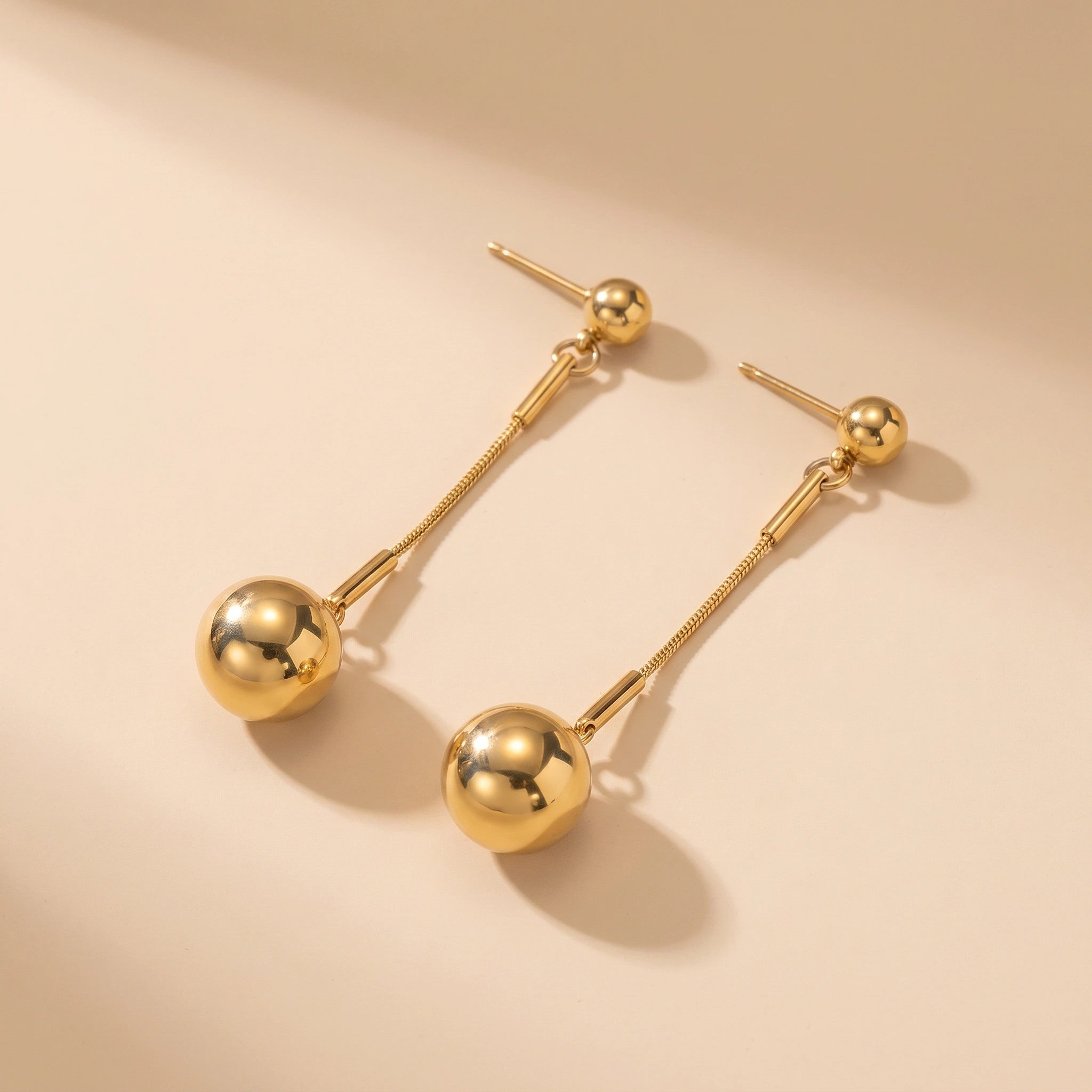 MYKI Gold Plated Long Ball Drop Earrings | Anti Tarnish Finish (MKERCH1058G-SSYI)