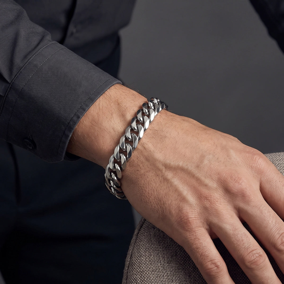 MYKI Bold & Sexy Personality Stud Chain Design Titanium Bracelet for Men (MKMBR116-162G)