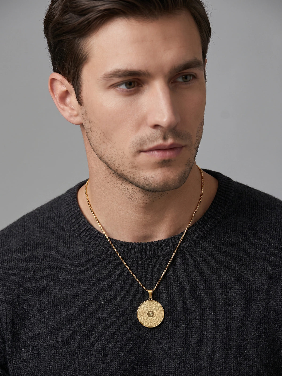 MYKI Anti-Tarnish Buddhist Prayer Medallion Pendant – Gold (MKMC118G-MPC)