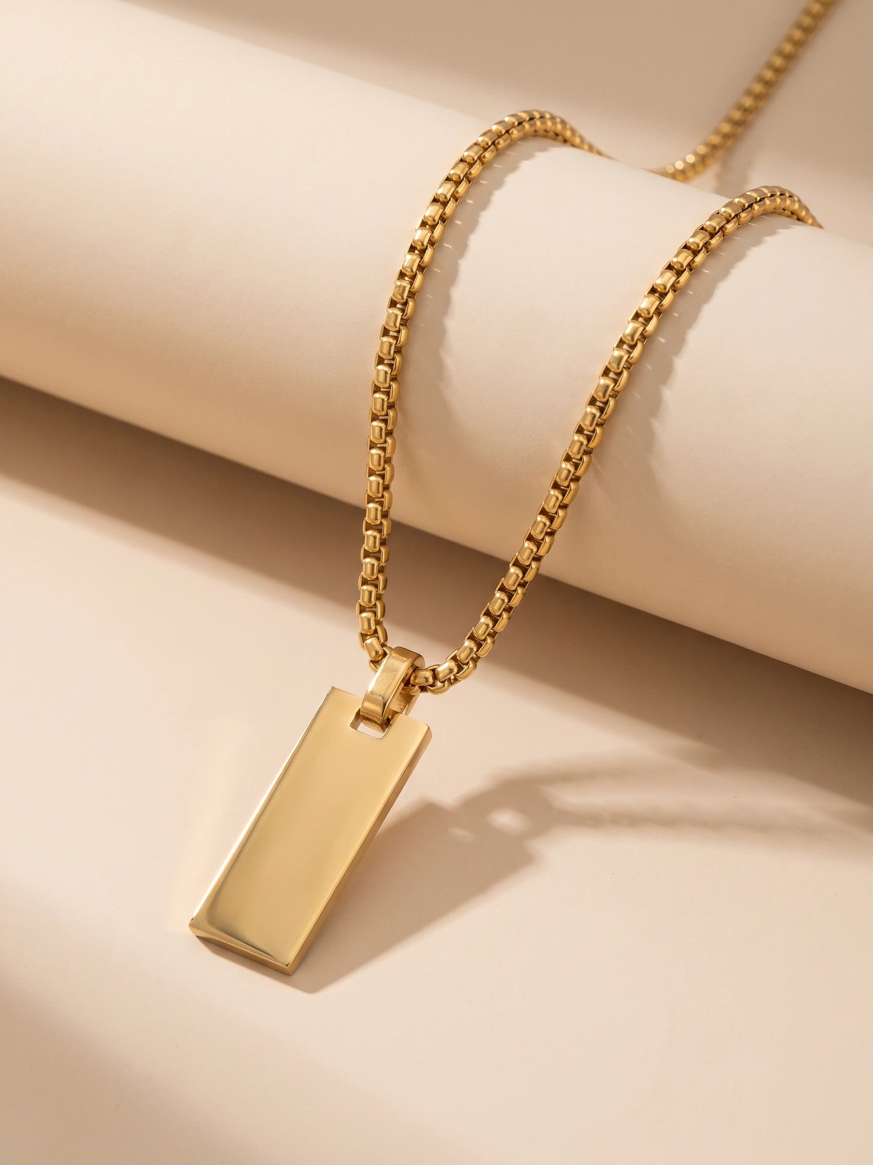 MYKI Anti-Tarnish Mini Rectangle Pendant Necklace (MKMC122-MPC)