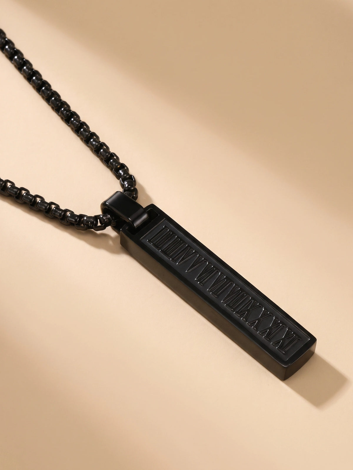 MYKI Anti-Tarnish Roman Numeral Bar Pendant Necklace (MKMC126-MPC)